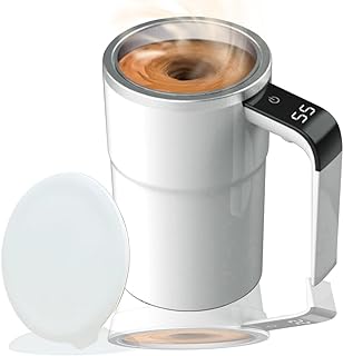 USB Rechargeable Magnetic Coffee Mug – IP67 Waterproof, Stainless Steel, Auto-Stirring for Coffee, Tea, & More.