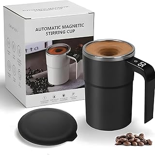 USB Rechargeable Magnetic Coffee Mug – IP67 Waterproof, Stainless Steel, Auto-Stirring for Coffee, Tea, & More.